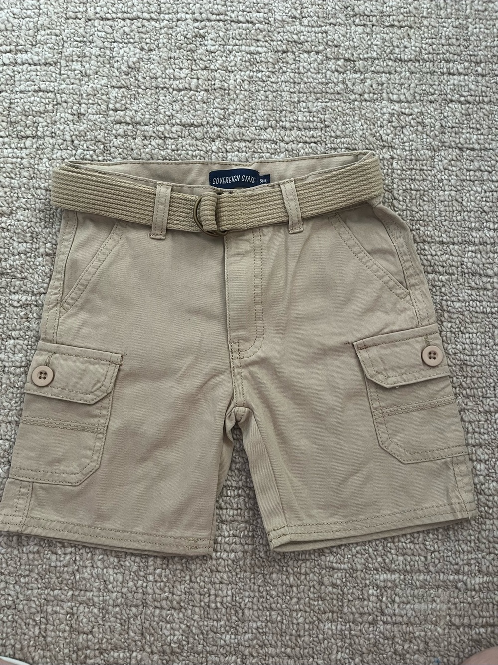 Boys' Khaki Cargo Shorts with Belt